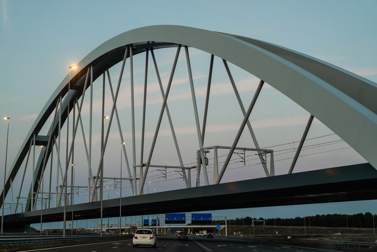 Bridge highway at sunset